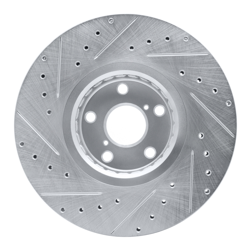 Lexus GS350 Brake Rotor (1) - Right Front - R1 Concepts - Drilled & Slotted - Silver - `07-`11